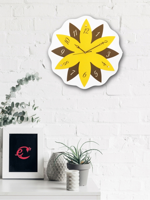 

eCraftIndia Yellow & Brown Floral Printed Analogue Wall Clock 40 X 40 cm
