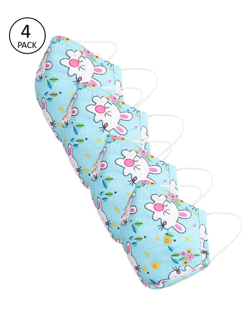 

Naughty Ninos Kids Pack of 4 Blue Printed Reusable 3-Layer Outdoor Mask