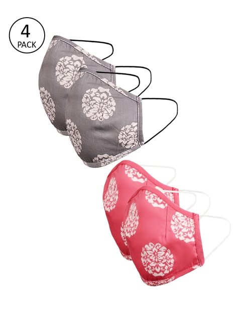 

Naughty Ninos Kids 4 Pcs Printed 2-Ply Reusable Cloth Masks, Red