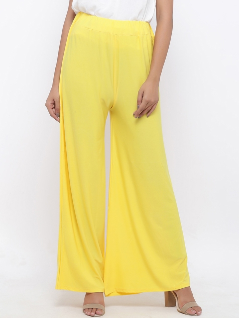 

SOUNDARYA Women Yellow Solid Wide Leg Palazzos