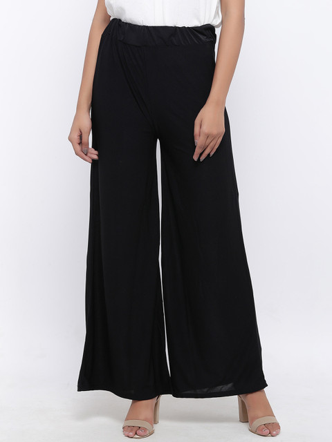 

SOUNDARYA Polyester Solid Casual Palazzo, Black