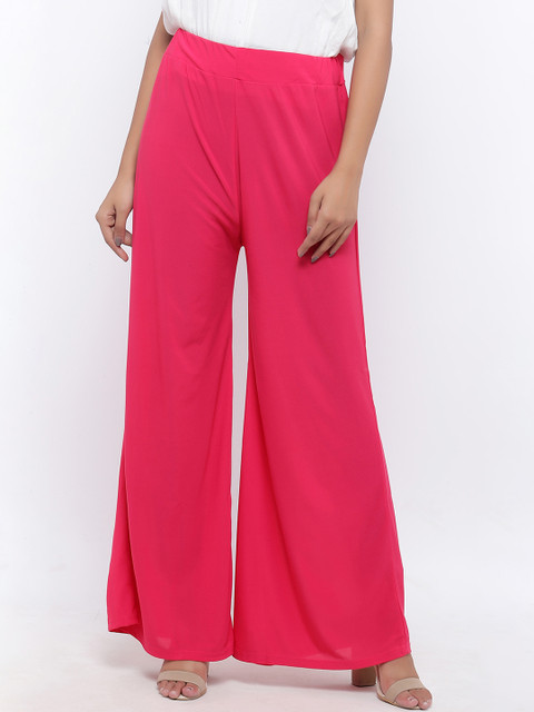 

SOUNDARYA Women Pink Solid Wide Leg Palazzos