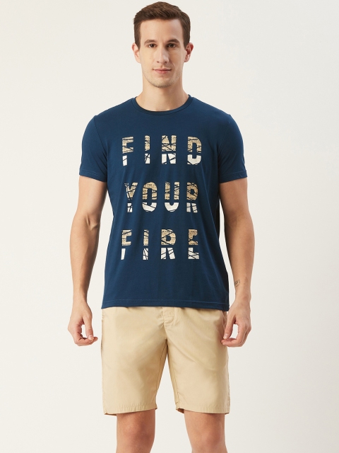 

Sweet Dreams Men Navy Blue & Beige Typography Printed Night suit