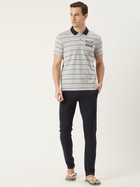 

Sweet Dreams Men Grey & Navy Blue Striped Night Suit