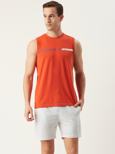 

Sweet Dreams Men Orange & White Solid Night suit