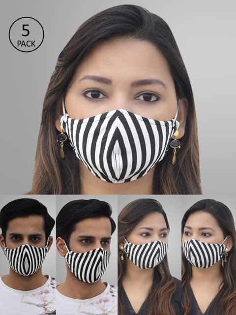 

Pannkh Unisex Pack Of 5 Black 2-Ply Reusable Outdoor Masks