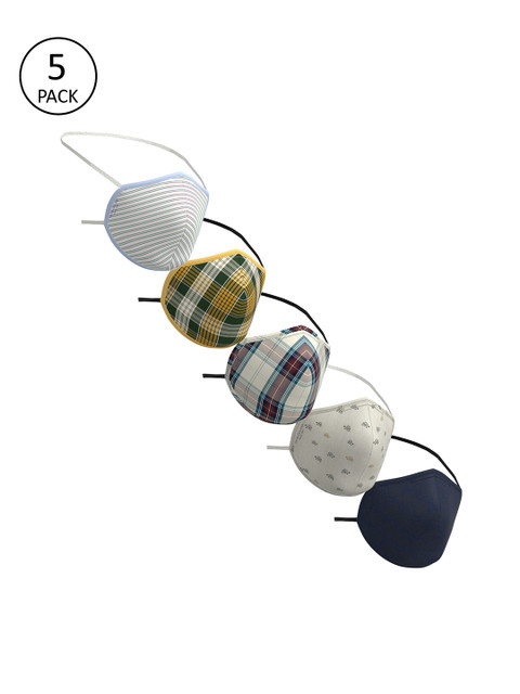 

Peter England Men Assorted Pack Of 5 3-Ply Reusable Fabric Masks