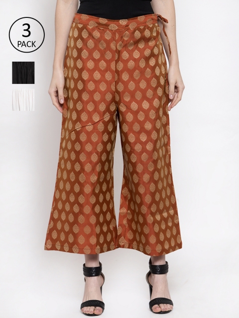

TAG 7 Women Pack Of 3 Straight Palazzos, Rust