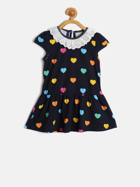 

YK Girls Black Heart Printed Fit and Flare Dress