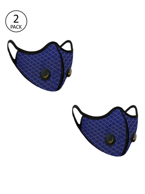 

Lioncrown Unisex 2 Pcs Navy Blue 3-Ply Double Valved Reusable Anti-Microbial N95 Masks