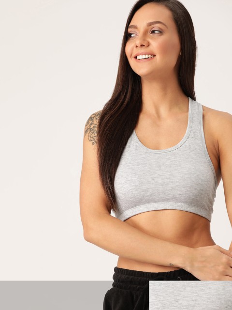 

DressBerry Pack of 2 Grey Melange Solid Non-Wired Non Padded Sports Bras 030