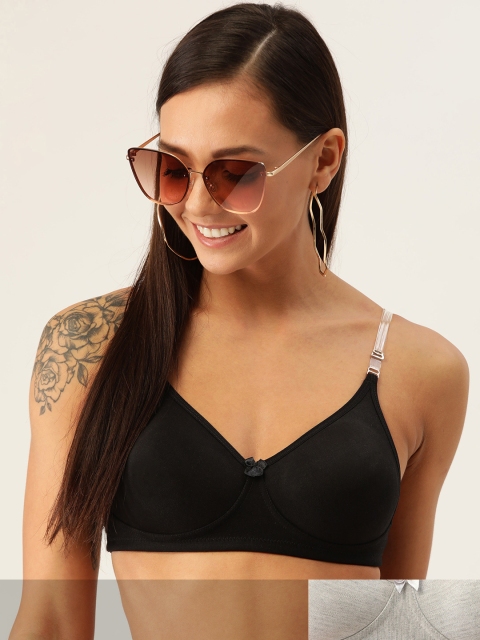 

DressBerry Pack of 2 Solid Non-Wired Non-Padded Everyday Bra DB-BL-BRA-030, Black
