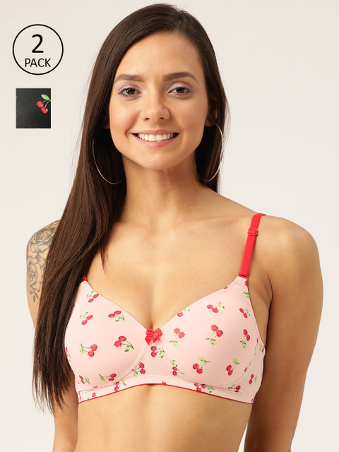 

DressBerry Pack Of 2 Printed Non-Wired Lightly Padded Everyday Bras DB-PPP-BRA-030, Off white