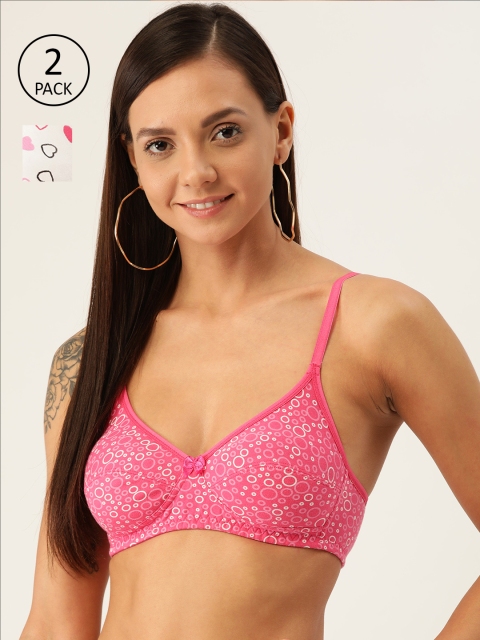 

DressBerry Pack of 2 Printed Non-Wired Non-Padded Everyday Bra DB-CS-BRA-031, Pink