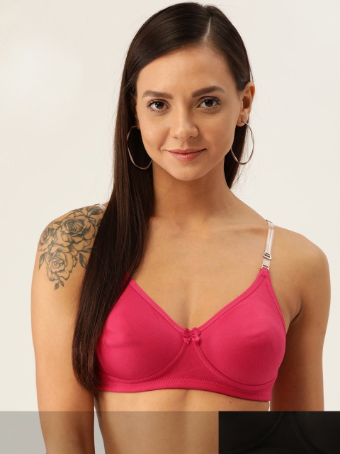 

DressBerry Pack of 2 Solid Non-Wired Non-Padded Everyday Bra DB-BL-BRA-030, Fuchsia