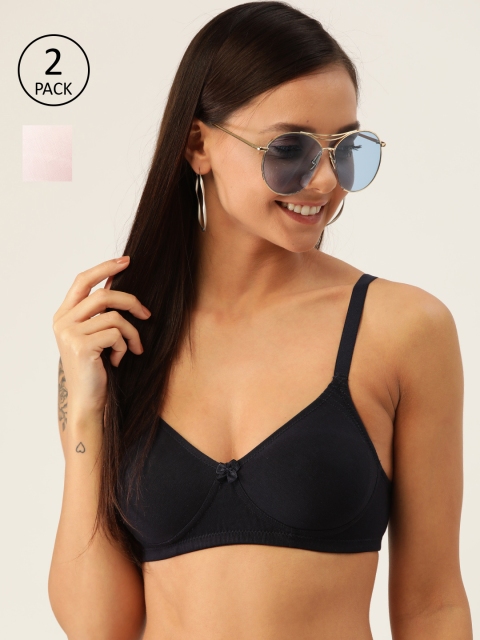 

DressBerry Pack of 2 Solid Non-Wired Non-Padded Everyday Bra DB-ENC-BRA-030, Pink