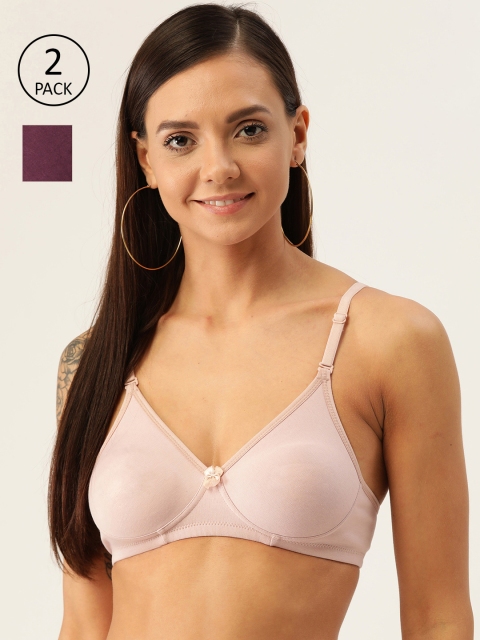 

DressBerry Pack of 2 Solid Non-Wired Non-Padded Everyday Bra DB-LWR-BRA-030, Beige