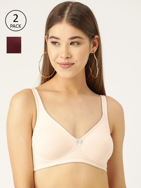 

DressBerry Pack Of 2 Solid Non-Wired Non Padded Everyday Bras DB-M01M-BRA-030, Peach