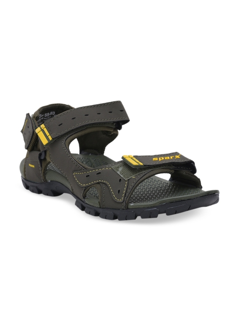 

Sparx SS-483 Men Olive Green & Yellow Sports Sandals