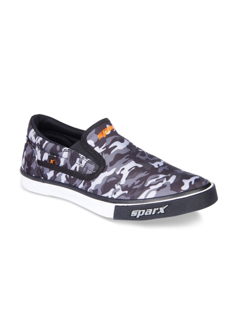 

Sparx Men Black & Grey Camouflage Print Slip-On Sneakers
