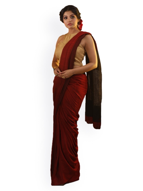 

Aryavart Red & Black Pure Cotton Woven Design Saree