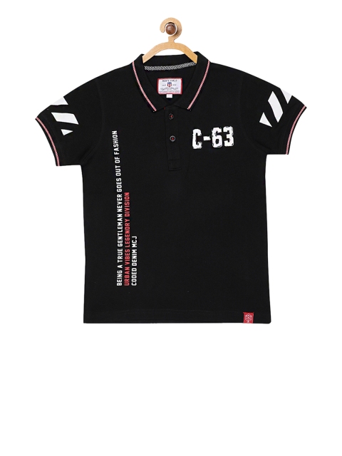

Monte Carlo Boys Black Printed Polo Collar T-shirt