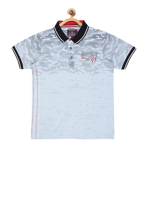 

Monte Carlo Boys Blue Printed Polo Collar T-shirt