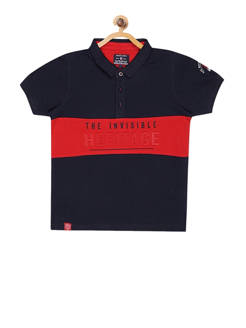 

Monte Carlo Boys Navy Blue & Red Colourblocked Polo Collar T-shirt