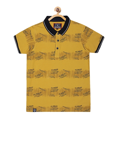 

Monte Carlo Boys Mustard Yellow Printed Polo Collar T-shirt