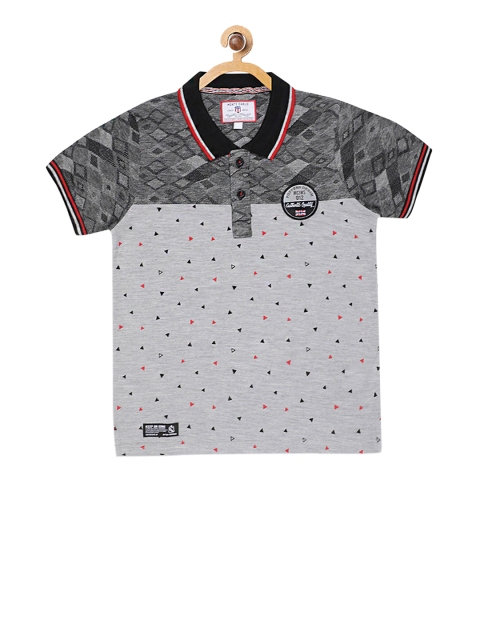 

Monte Carlo Boys Grey Printed Polo Collar T-shirt
