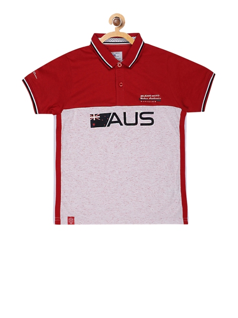 

Monte Carlo Boys Red & White Colourblocked Cotton Blend T-shirt