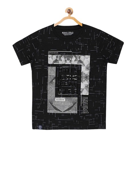 

Monte Carlo Boys Black Printed Round Neck T-shirt
