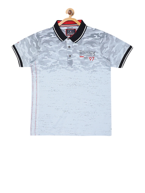

Monte Carlo Boys Baby Blue & Grey Camouflage Print Polo Collar T-shirt