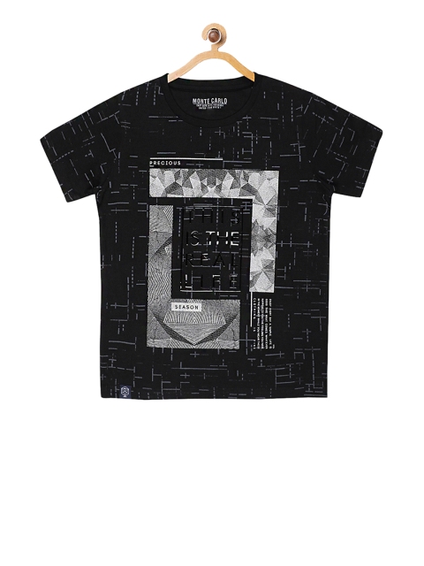 

Monte Carlo Boys Black Printed Cotton Blend T-shirt