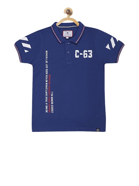

Monte Carlo Boys Blue Printed Polo Collar T-shirt