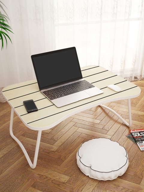 

Story@home Beige & Black Striped Wooden Foldable Multi-Purpose Portable Table