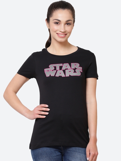 

Free Authority Women Black Stars Wars Print Round Neck T-shirt