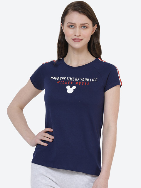 

Free Authority Women Navy Blue Printed Round Neck T-shirt