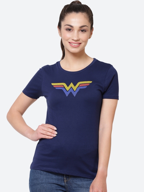

Free Authority Women Navy Blue Printed Round Neck T-shirt