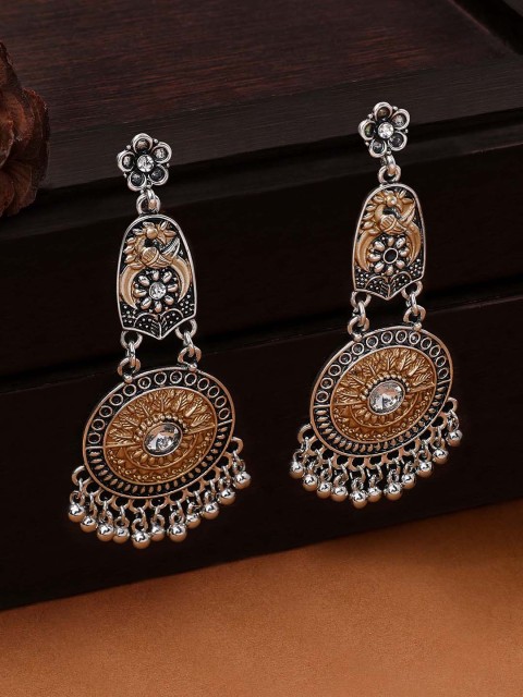 

Rubans Silver-Toned Contemporary Drop Earrings