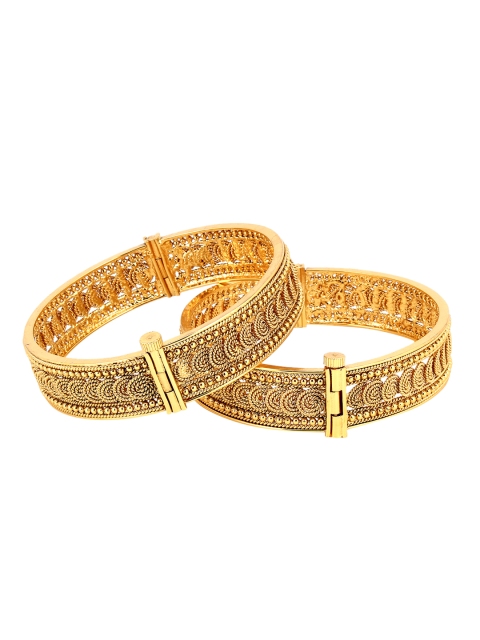 

Adwitiya Collection Set of 2 Gold-Plated Handcrafted Bangles