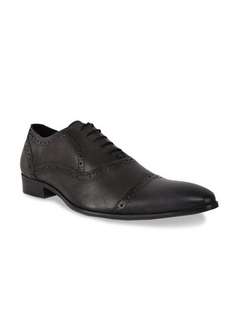 

BuckleUp Men Black Solid Leather Formal Oxfords