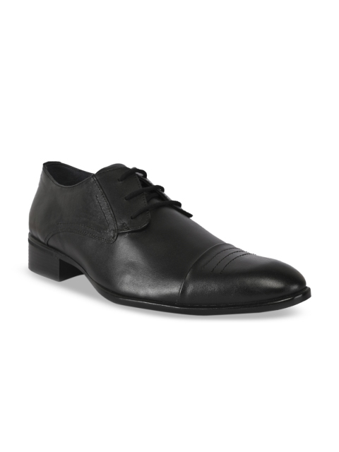 

BuckleUp Men Black Solid Leather Formal Derbys