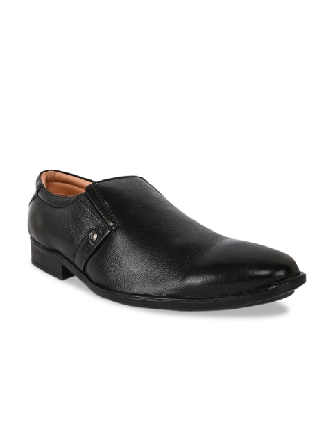 

BuckleUp Men Black Solid Leather Formal Slip-Ons