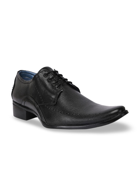 

BuckleUp Men Black Solid Leather Formal Derbys