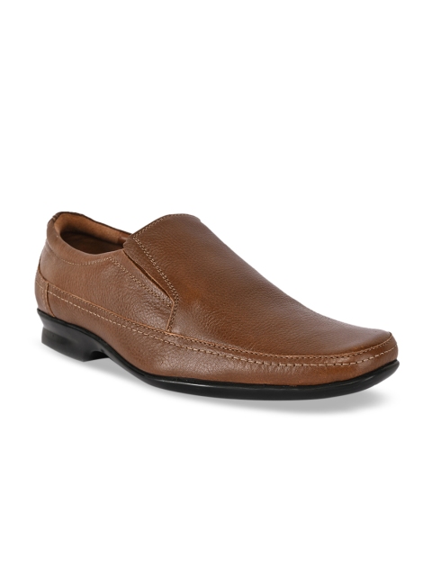 

BuckleUp Men Tan Brown Solid Leather Formal Slip-Ons