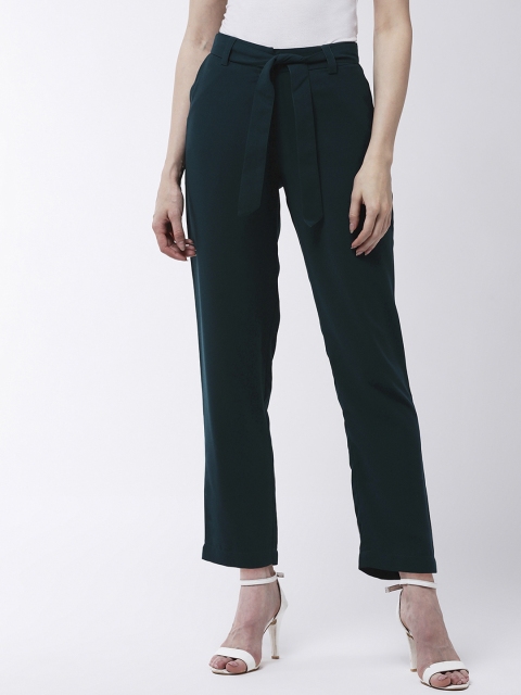 

MAGRE Women Green Regular Fit Solid Cigarette Trousers