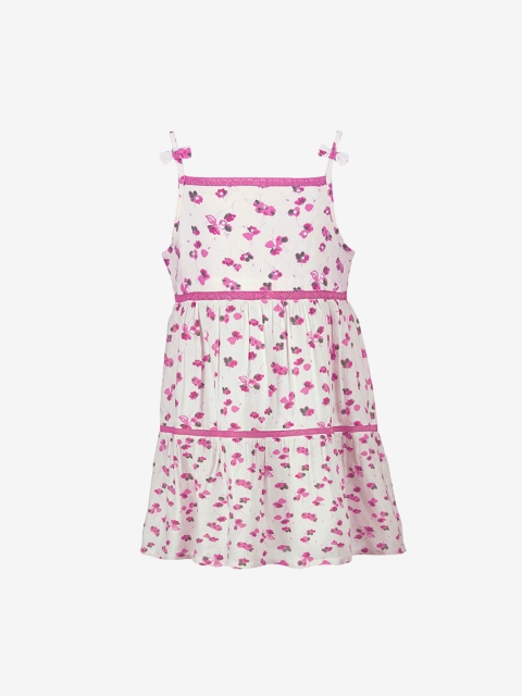

CACA CINA Girls White Printed Fit and Flare Dress
