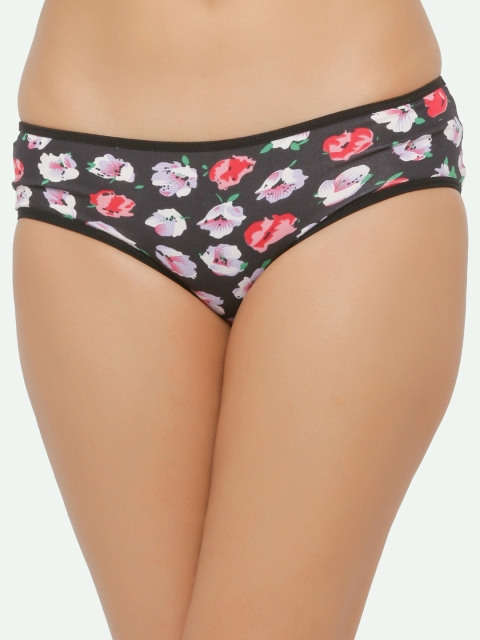 

Chipbeys Women Black & Pink Floral Printed Bikini Briefs N3574C357