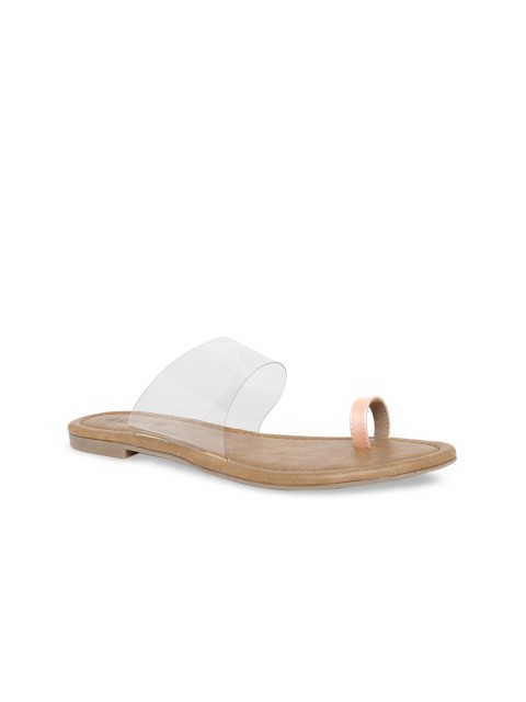 

SOLES Women Pink & Tranparent Solid One Toe Flats